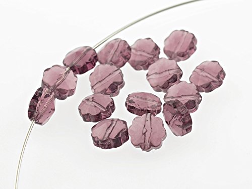 12 Glasschliffperlen als Blume in pflaume, 8 mm von Vintageparts FACHHANDEL FÜR SCHMUCKZUBEHÖR