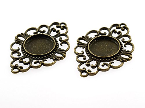 2 Fassungen als Verbinder für 18 mm Cabochons in Vintage Bronze von Vintageparts, DIY-Schmuck von Vintageparts FACHHANDEL FÜR SCHMUCKZUBEHÖR