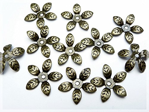 Vintageparts 20 Filigrane Perlkappen in Bronze, 15 mm, DIY-Schmuck von Vintageparts