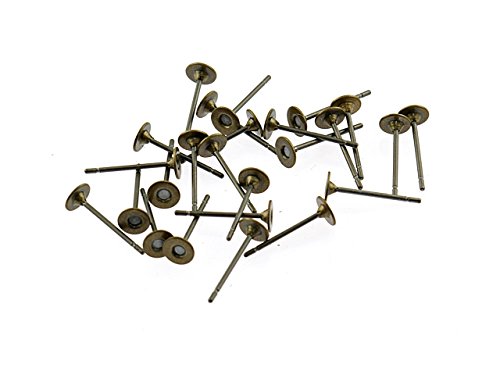 Vintageparts 20 Ohrstecker in antik Bronze mit 4 mm Klebepad, DIY-Schmuck von Vintageparts FACHHANDEL FÜR SCHMUCKZUBEHÖR