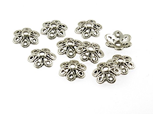 Perlkappen schnörkel in antik silberfarben 12mm 20 Stück von Vintageparts FACHHANDEL FÜR SCHMUCKZUBEHÖR