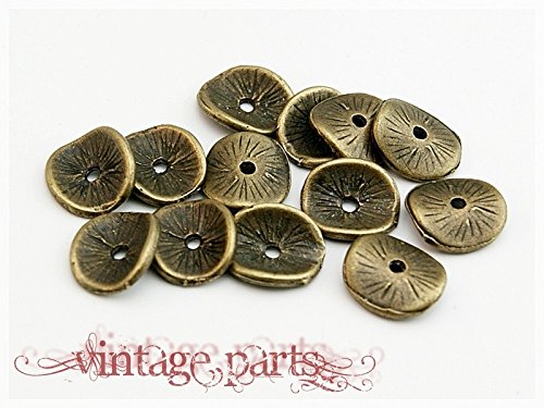 20 scheibenförmige, gebogene Zwischenperlen in vintage Bronze von Vintageparts FACHHANDEL FÜR SCHMUCKZUBEHÖR