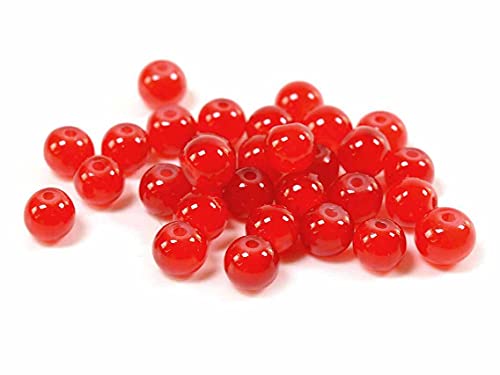 30 Glasperlen in Jadeoptik in rot 6,5mm von Vintageparts zum Schmuck selber Machen von Vintageparts FACHHANDEL FÜR SCHMUCKZUBEHÖR