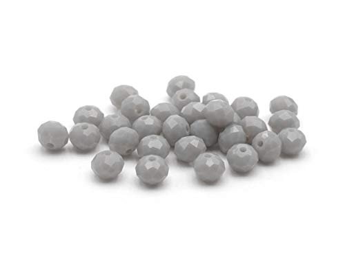 30 Glasschliffperlen "dusty" in grau, 6x5 mm von Vintageparts FACHHANDEL FÜR SCHMUCKZUBEHÖR