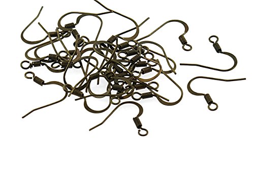 30 Ohrhaken in antik Bronze mit Feder, 15 mm von Vintageparts FACHHANDEL FÜR SCHMUCKZUBEHÖR