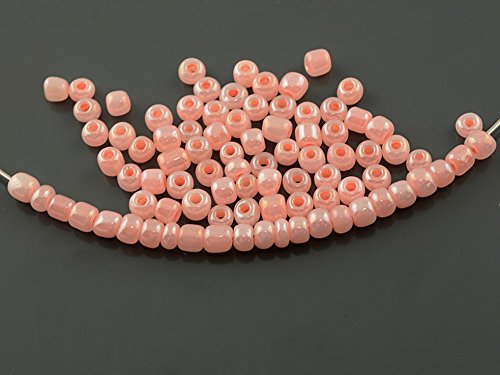 Vintageparts 300 Rocailles Perlen in lachs, 4 mm, DIY-Schmuck von Vintageparts