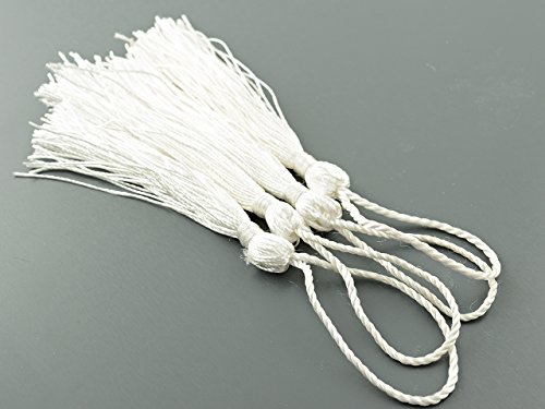 Vintageparts 4 Quasten in weiß aus Perlgarn, DIY-Schmuck von Vintageparts FACHHANDEL FÜR SCHMUCKZUBEHÖR