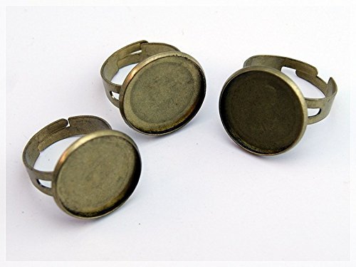 Vintageparts 4 Ring Rohlinge in antik Bronze für 18 mm Cabochon, DIY-Schmuck von Vintageparts FACHHANDEL FÜR SCHMUCKZUBEHÖR
