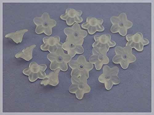 Vintageparts 40 Blüten in Weiss gefrostet, 10 mm, DIY-Schmuck von Vintageparts FACHHANDEL FÜR SCHMUCKZUBEHÖR