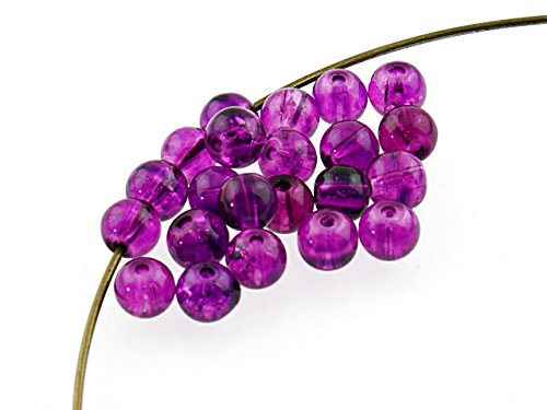 40 Crackle Glasperlen in lila, 6 mm von Vintageparts FACHHANDEL FÜR SCHMUCKZUBEHÖR