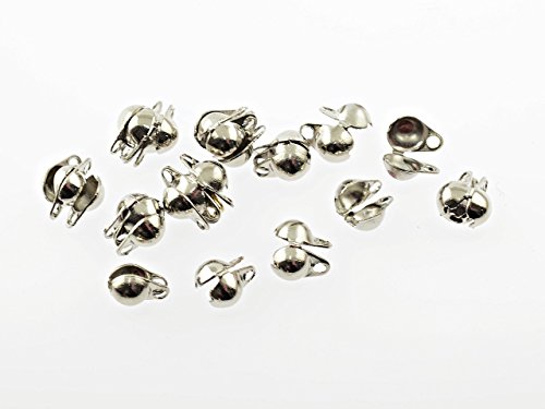 Vintageparts 40 Endkappen für Kugelketten in silberfarben platiniert, 2,4 mm, DIY-Schmuck von Vintageparts