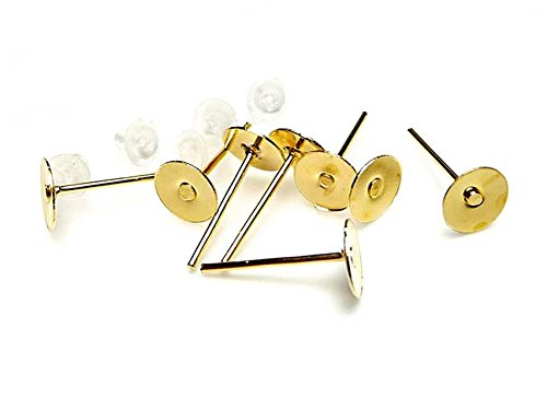 40 Ohrstecker in goldfarben mit 6 mm Klebepad von Vintageparts, DIY-Schmuck von Vintageparts FACHHANDEL FÜR SCHMUCKZUBEHÖR