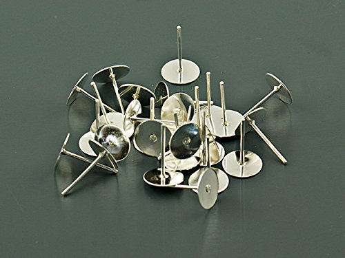 Vintageparts 40 Ohrstecker in silberfarben mit 8 mm Klebefläche, DIY-Schmuck von Vintageparts FACHHANDEL FÜR SCHMUCKZUBEHÖR