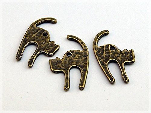 Vintageparts 5 Katzen Anhänger in antik Bronze, DIY-Schmuck von Vintageparts FACHHANDEL FÜR SCHMUCKZUBEHÖR