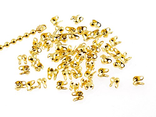 50 Endkappen für Kugelketten in goldfarben von Vintageparts FACHHANDEL FÜR SCHMUCKZUBEHÖR