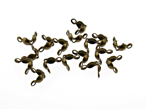 Vintageparts 50 Endkappen für dünne Bänder in antik Bronze, 3 mm, DIY-Schmuck von Vintageparts FACHHANDEL FÜR SCHMUCKZUBEHÖR