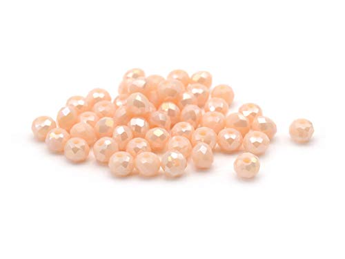 50 Glasschliffperlen "Doll" in beige, 4x3 mm von Vintageparts FACHHANDEL FÜR SCHMUCKZUBEHÖR
