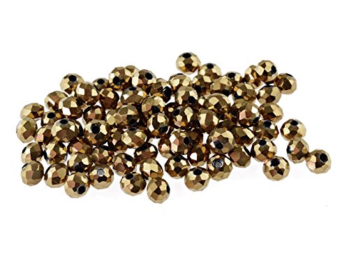 50 Glasschliffperlen Doll in goldfarben, 4x3 mm von Vintageparts, DIY-Schmuck von Vintageparts FACHHANDEL FÜR SCHMUCKZUBEHÖR