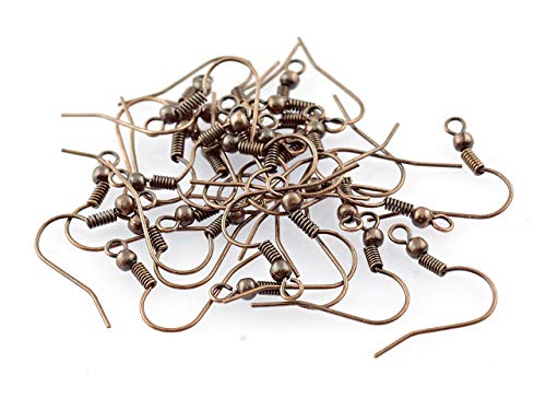 50 Ohrhaken aus Messing in antik Kupfer, Fischerhaken mit Zwischenperle von Vintageparts FACHHANDEL FÜR SCHMUCKZUBEHÖR