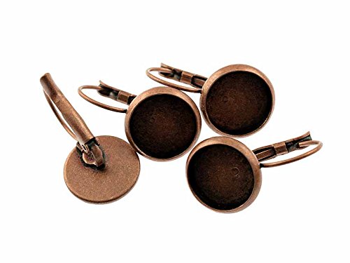 Vintageparts 6 Brisuren aus Messing in antik Kupfer für 12 mm Cabochon, DIY-Schmuck von Vintageparts FACHHANDEL FÜR SCHMUCKZUBEHÖR