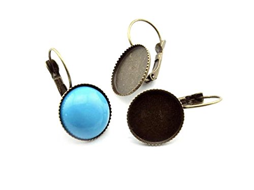 Vintageparts 6 Brisuren in antik Bronze für 14 mm Cabochon, DIY-Schmuck von Vintageparts FACHHANDEL FÜR SCHMUCKZUBEHÖR