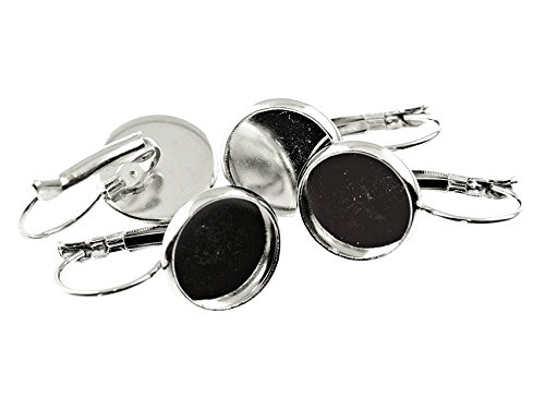 Vintageparts 6 Brisuren in silberfarben platiniert für 12 mm Cabochons, DIY-Schmuck von Vintageparts FACHHANDEL FÜR SCHMUCKZUBEHÖR