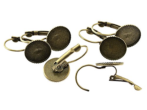 Vintageparts 6 Brisuren mit ziselierten Rand in antik Bronze für 12 mm Cabochons, DIY-Schmuck von Vintageparts FACHHANDEL FÜR SCHMUCKZUBEHÖR