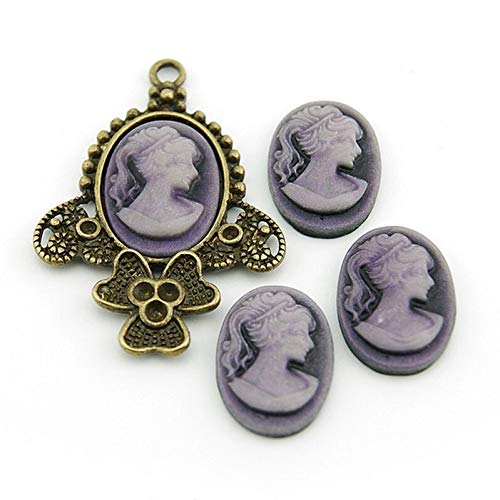 Vintageparts 6 Cabochon/Kamee in violett, 18 x 13 mm, DIY-Schmuck von Vintageparts FACHHANDEL FÜR SCHMUCKZUBEHÖR