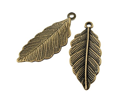 Vintageparts 6 Statement Anhänger Feder in antik bronzefarben, DIY-Schmuck von Vintageparts FACHHANDEL FÜR SCHMUCKZUBEHÖR