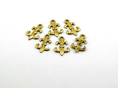 Vintageparts 6 französische Lilien in goldfarben, DIY-Schmuck von Vintageparts FACHHANDEL FÜR SCHMUCKZUBEHÖR