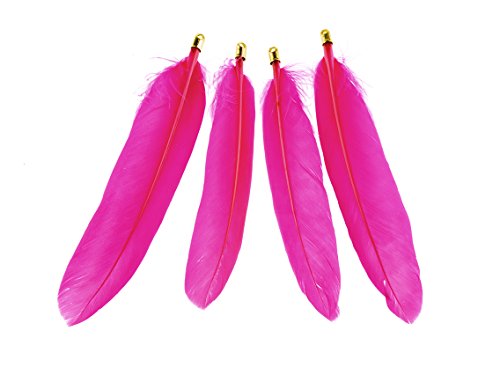 Vintageparts Anhänger aus echten Federn in pink 4 Stück, DIY-Schmuck von Vintageparts FACHHANDEL FÜR SCHMUCKZUBEHÖR