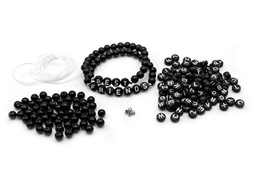 Bastelset ODETTE zum Freundschaftsarmbänder basteln von Vintageparts mit Achatperlen und Buchstabenperlen als Partnerarmband Geschenk für Freunde Partner Partnerin Perlenarmband von Vintageparts FACHHANDEL FÜR SCHMUCKZUBEHÖR
