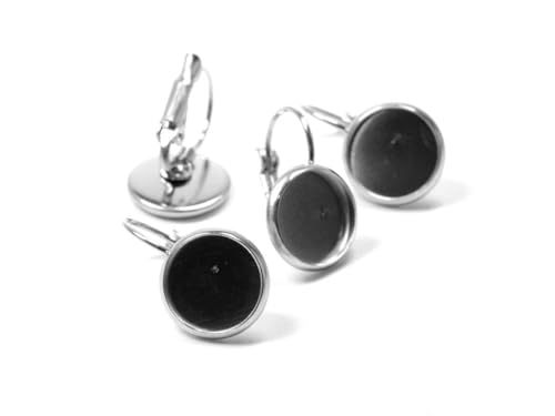 Brisuren aus 304 Edelstahl für 10 mm Cabochons in silberfarben platiniert 2 Stück von Vintageparts DIY-Schmuck von Vintageparts FACHHANDEL FÜR SCHMUCKZUBEHÖR