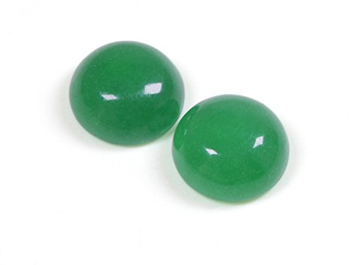 Cabochons 10 mm aus echter gefärbter Jade in grün 2 Stück von Vintageparts Edelstein DIY Schmuck von Vintageparts FACHHANDEL FÜR SCHMUCKZUBEHÖR