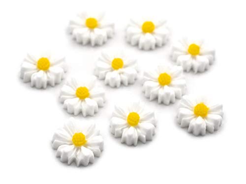 Cabochons als Gänseblümchen in weiß 8,5 mm 10 Stück von Vintaeparts DIY Schmuck von Vintageparts FACHHANDEL FÜR SCHMUCKZUBEHÖR