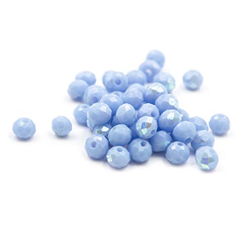 Facettierte Glasschliffperlen eisblau Rondelle 4 mm 50 Stück von Vintageparts FACHHANDEL FÜR SCHMUCKZUBEHÖR