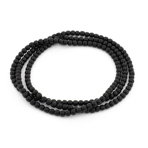 Glasperlen in Schwarz ca. 2 mm 1 Strang mit über 180 Stück von Vintageparts FACHHANDEL FÜR SCHMUCKZUBEHÖR