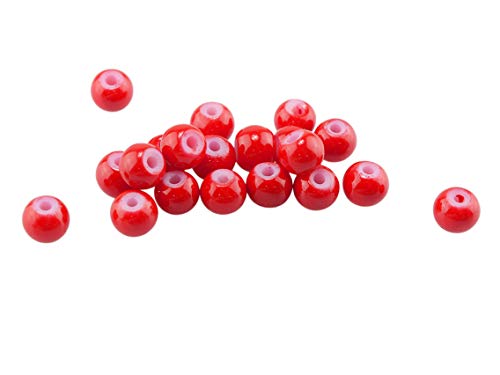 Glasperlen in rot glasiert 6 mm 100 Stück von Vintageparts, DIY-Schmuck von Vintageparts FACHHANDEL FÜR SCHMUCKZUBEHÖR
