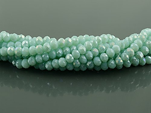Glasschliffperlen "Doll" in cyan 4x3 mm 50 Stück von Vintageparts FACHHANDEL FÜR SCHMUCKZUBEHÖR