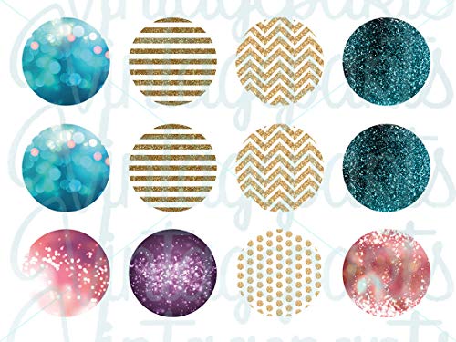Vintageparts Motivbogen Glitter für runde 25mm Cabochons Schmuck selber Machen von Vintageparts FACHHANDEL FÜR SCHMUCKZUBEHÖR