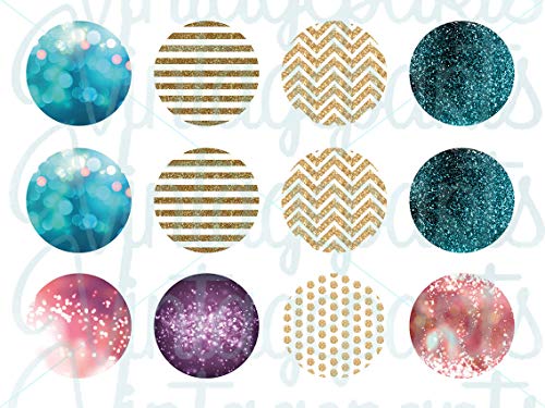 Motivbogen Glitter für runde 25mm Cabochons von Vintageparts zum Schmuck selber Machen von Vintageparts FACHHANDEL FÜR SCHMUCKZUBEHÖR