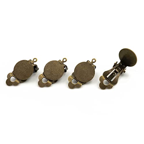 Ohrclips mit 12 mm Klebefläche und Aufhängung in antik Bronzefarben 4 Stück von Vintageparts FACHHANDEL FÜR SCHMUCKZUBEHÖR