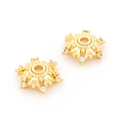 Perlenkappen Messing 18k Goldbeschichtung mit Zirkonia florales Design 12 mm Ø Fädelloch 1,8 mm Schmuckzubehör DIY 2 Stück Vintageparts Perlenkappen Messing 18k Goldbeschichtung mit Zirkonia florales Design 12 mm Ø Fädelloch 1,8 mm Schmuckzubehör DIY 2 Stück Vintageparts von Vintageparts FACHHANDEL FÜR SCHMUCKZUBEHÖR
