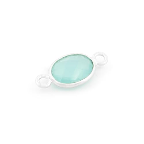 Quarzverbinder Aqua ovaler Verbinder aus 925 Silber, facettiert Vintaeparts von Vintageparts FACHHANDEL FÜR SCHMUCKZUBEHÖR