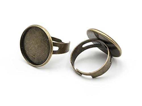 Ringrohlinge mit runder Fassung für 20mm Cabochons in antik bronzefarben 2 Stück von Vintageparts FACHHANDEL FÜR SCHMUCKZUBEHÖR