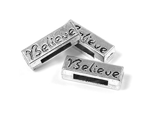 Vintageparts Schiebeperlen mit der Aufschrift Believe in antik silberfarben 6 Stück, DIY-Schmuck, Metallperlen Vintageparts Schiebeperlen mit der Aufschrift Believe in antik silberfarben 6 Stück, DIY-Schmuck, Metallperlen von Vintageparts FACHHANDEL FÜR SCHMUCKZUBEHÖR