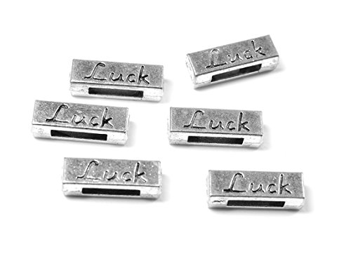 Vintageparts Schiebeperlen mit der Aufschrift Luck in antik silberfarben 6 Stück, DIY-Schmuck, Metallperlen Vintageparts Schiebeperlen mit der Aufschrift Luck in antik silberfarben 6 Stück, DIY-Schmuck, Metallperlen von Vintageparts FACHHANDEL FÜR SCHMUCKZUBEHÖR