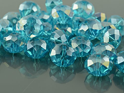 Vintageparts 10 Glasschliffperlen Metallic in azurblau, DIY-Schmuck von Vintageparts FACHHANDEL FÜR SCHMUCKZUBEHÖR