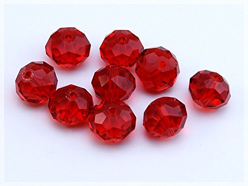 Vintageparts 10 Glasschliffperlen in rot, 10 mm, DIY-Schmuck von Vintageparts FACHHANDEL FÜR SCHMUCKZUBEHÖR