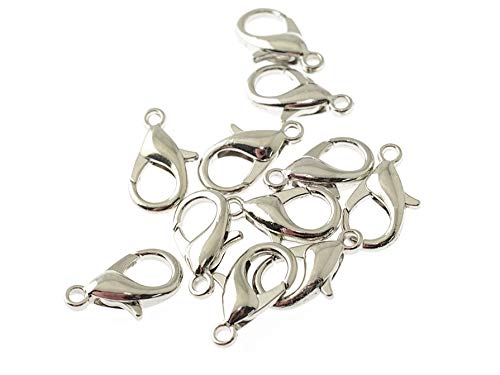 10 Karabinerverschlüsse in silberfarben platiniert, 16 mm von Vintageparts FACHHANDEL FÜR SCHMUCKZUBEHÖR